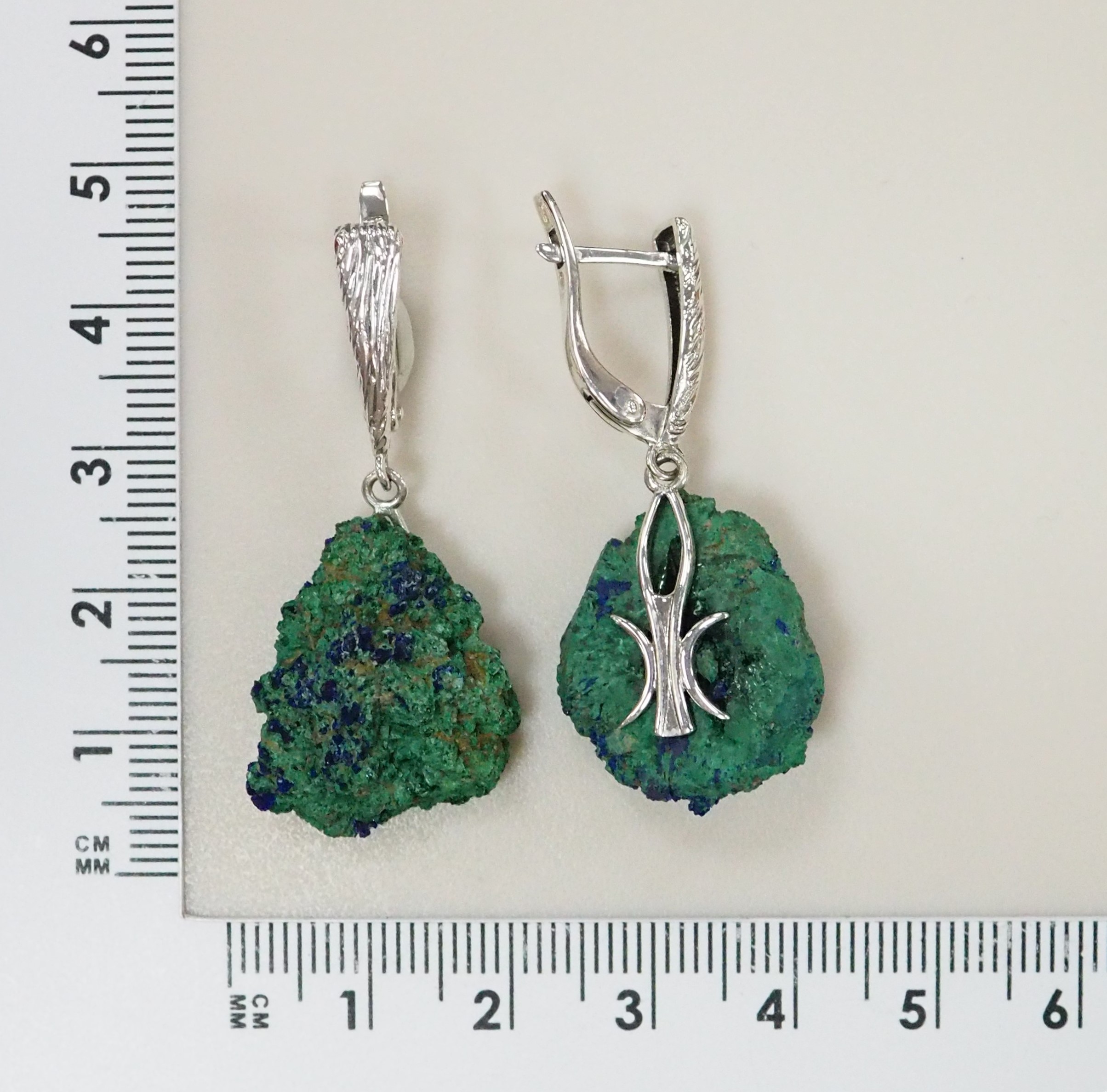 Серебряные серьги с азурмалахитами